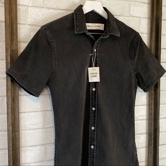 topman stretch skinny fit shirt